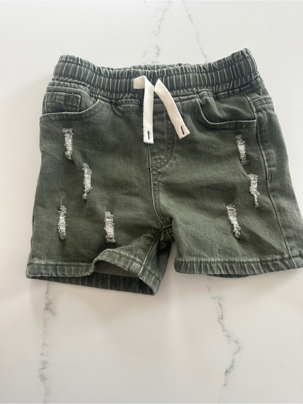 Olive + Scout boys size 6T  Olive Green Distressed Drawstring Shorts- NWOT